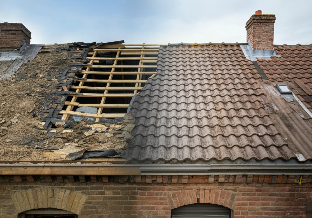 Avant et après rénovation de toiture